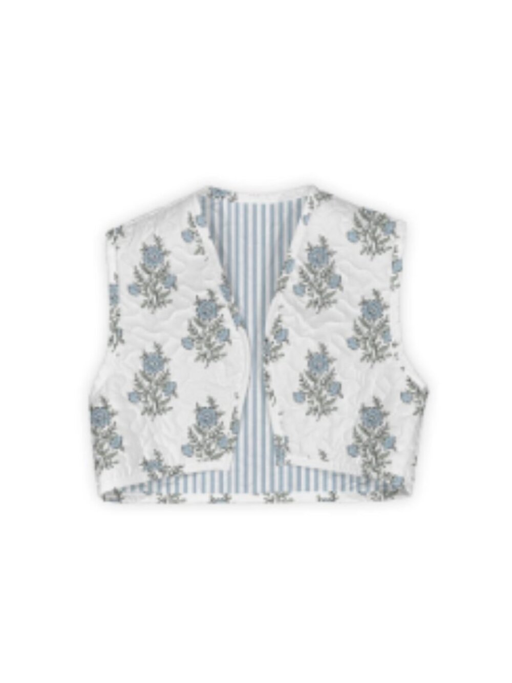 Ida Mae Home Claire Floral Blue Quilted Tara Vest
